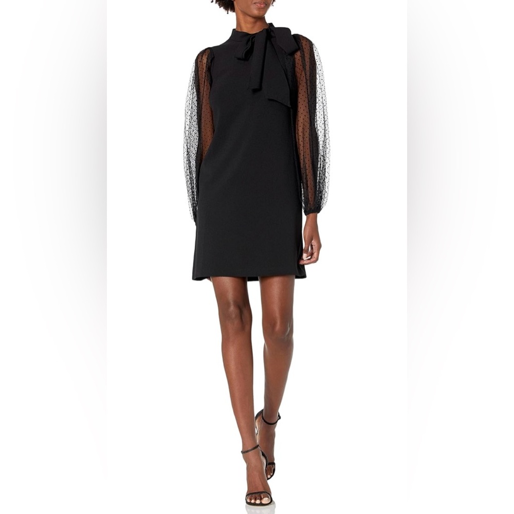 Vince Camuto Black Sheath Dress with Bishop Sleeves